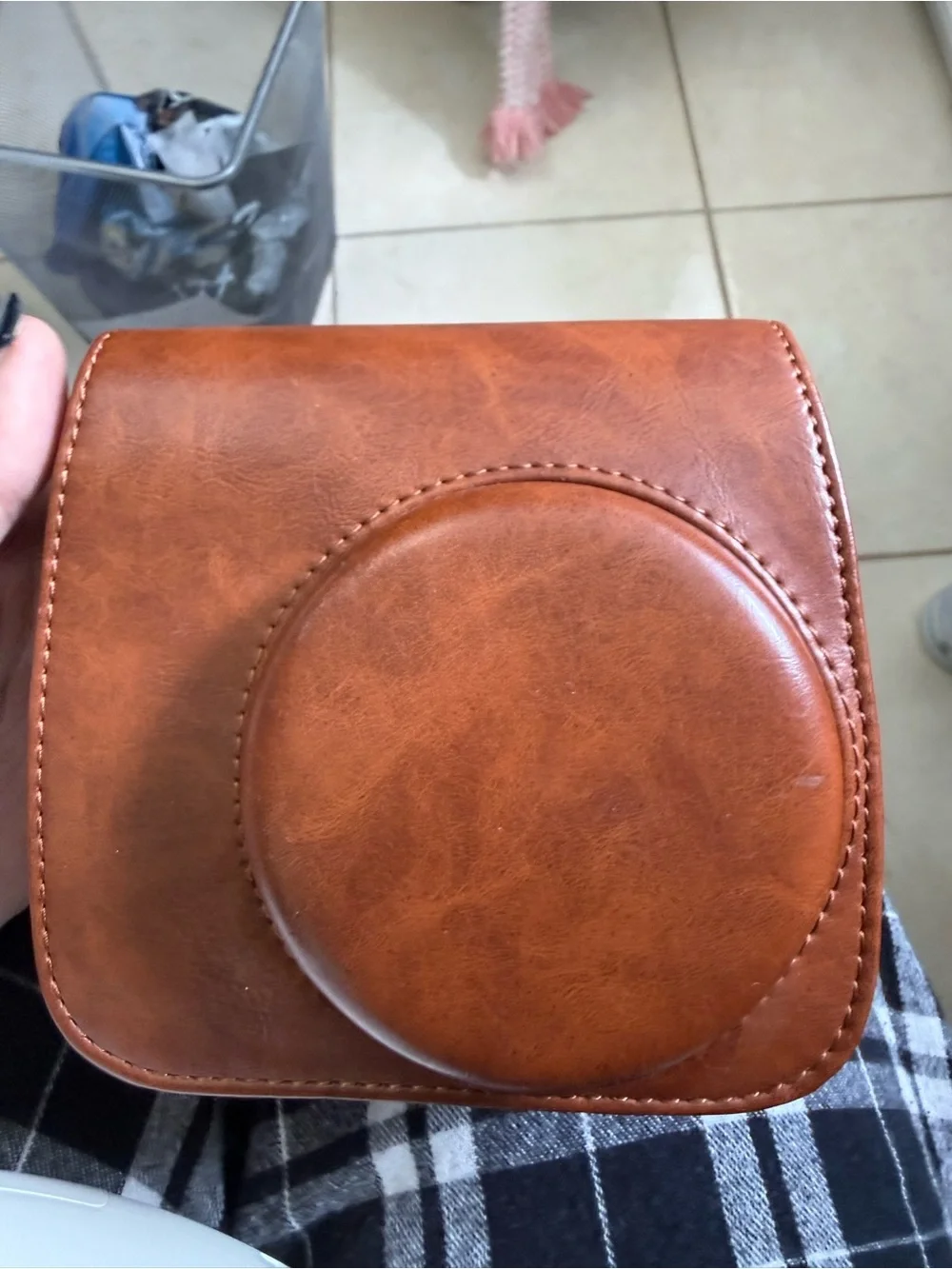 Brown PU Leather Instax Camera Bag Case with Detachable Strap EUC Instax Mini 8